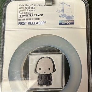 Chibi Lord Voldemort Graded Coin - Black & Silver 1oz